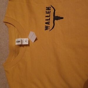 Wallen tee Medium unisex NWT mustard yellow & black